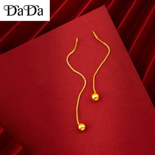 Original 18k Saudi Golden Peas Earline Female Glossy Ball Earline Earrings thumbnail