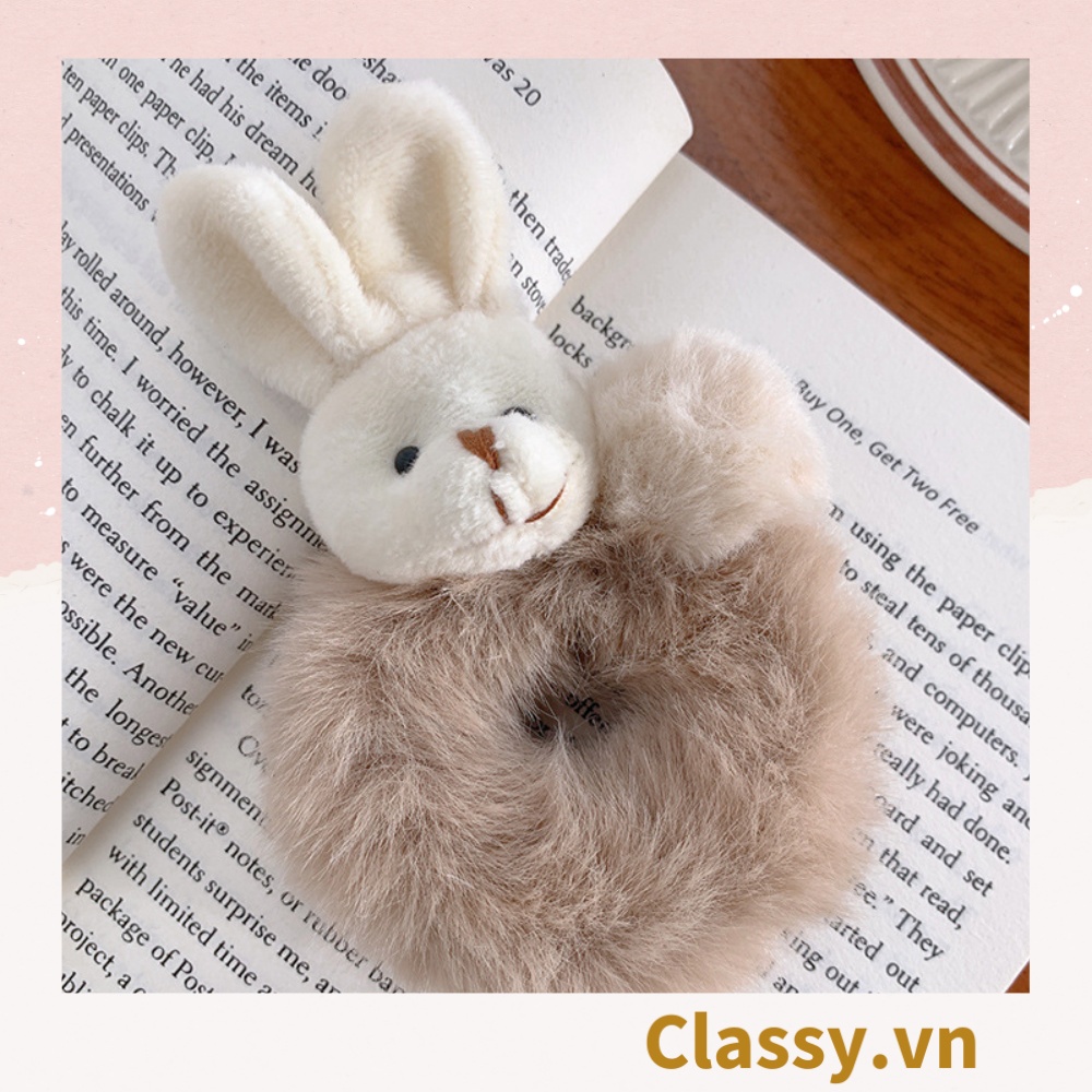 Classy Dây Cột Tóc Co Giãn Phối Lông Hình Thú Hoạt Hình Phong Cách Hàn Quốc Cho Nữ PK536