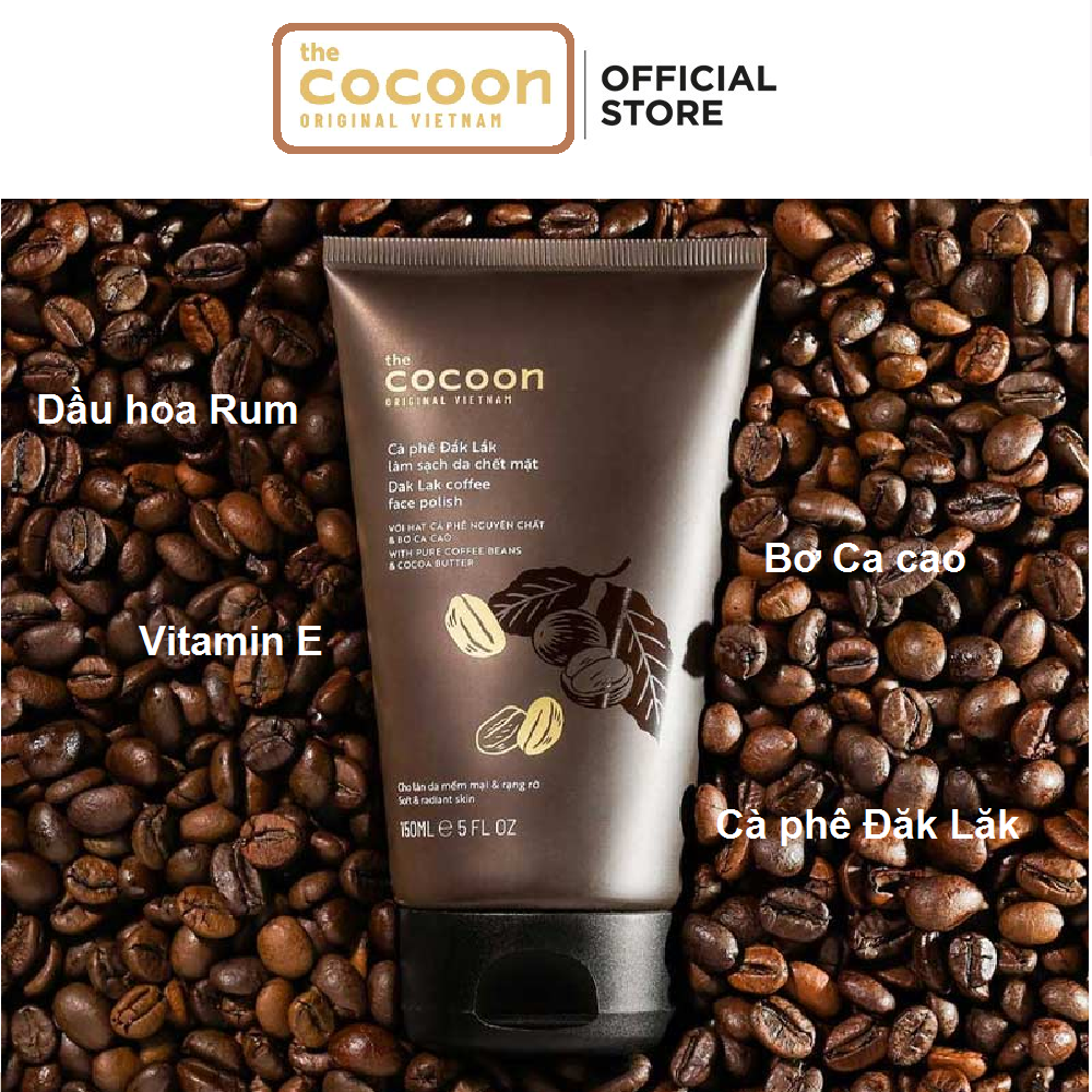[HÀNG CÔNG TY] Cà phê Đắk Lắk làm sạch da MẶT chết mặt cocoon 150ml (Dak Lak coffee face polish)