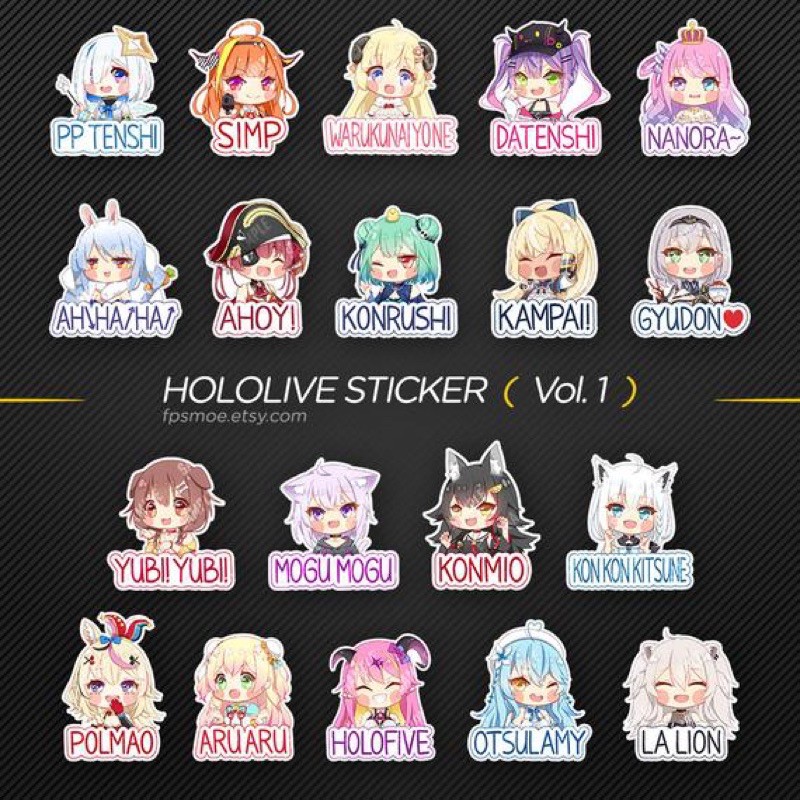 hình dán hololive 30-60 ảnh khác nhau ép lụa / Sticker hololive