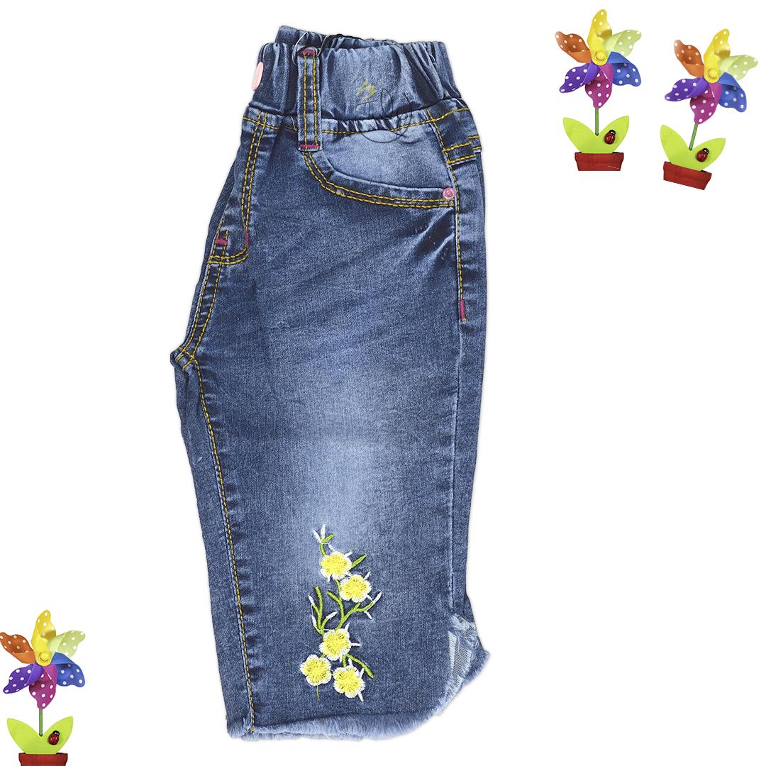 Quần jean lửng thêu cho bé gái size nhí