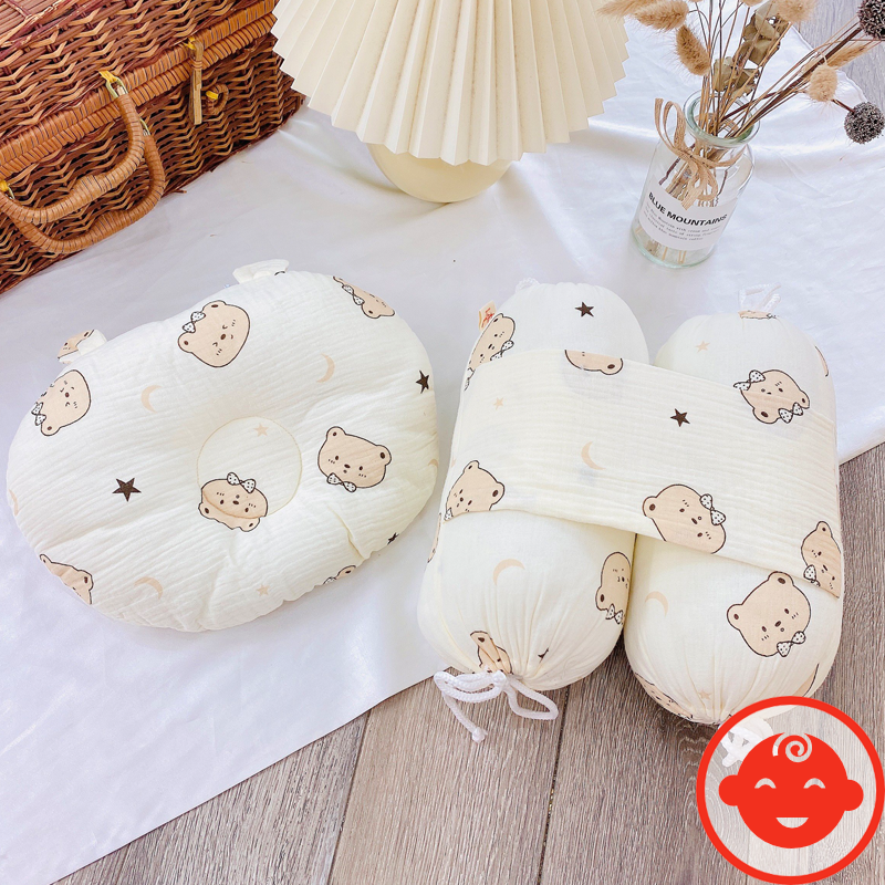 Bộ gối chặn bông muslin cao cấp cho bé