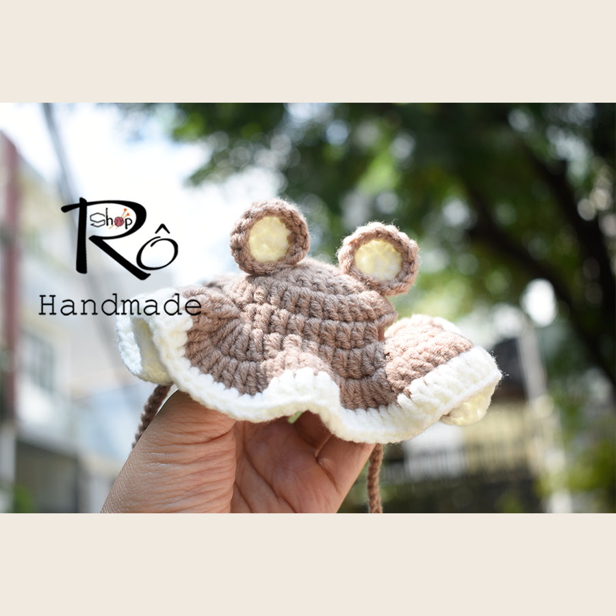 Mũ len chó, mèo hình tai gấu dễ thương- Shoprohandmade [Hàng sẵn]
