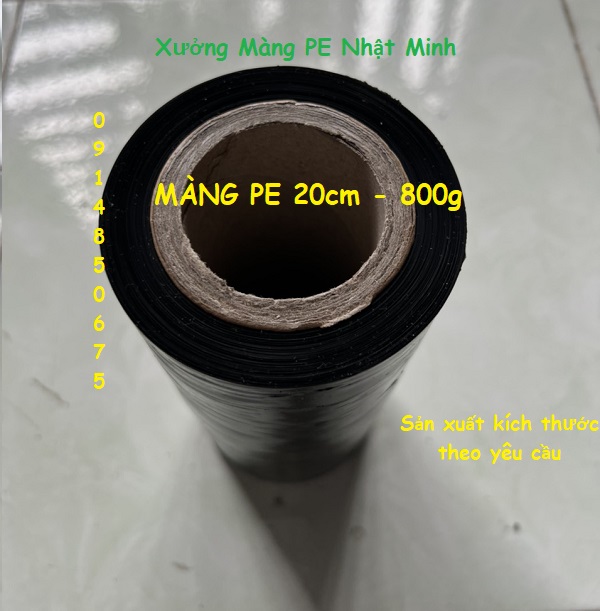 Màng PE đen quấn hàng 10cm 400g