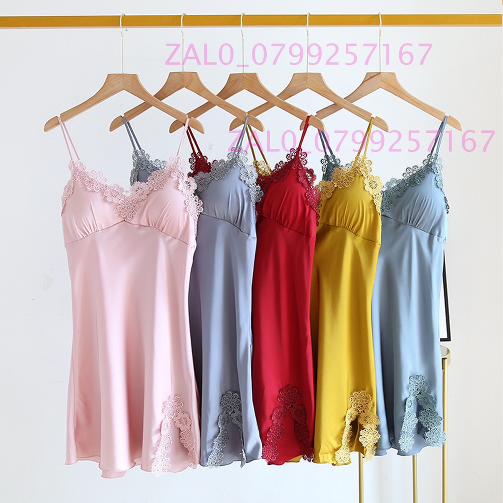 Đầm Ngủ FREESHIP Váy ngủ lụa 2 dây