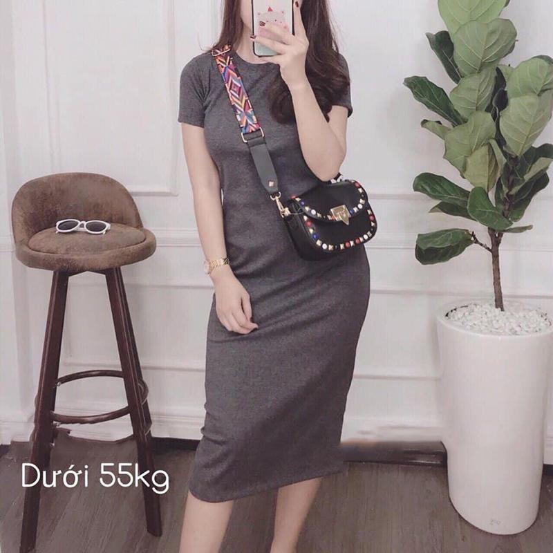 váy thun body xẻ sau- VAY16