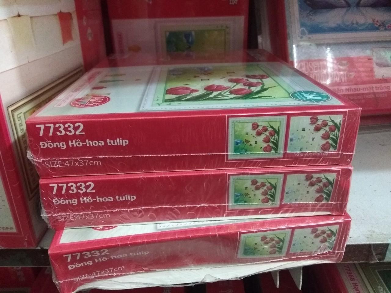 Tranh đính đá đồng hồ hoa tulip 77332