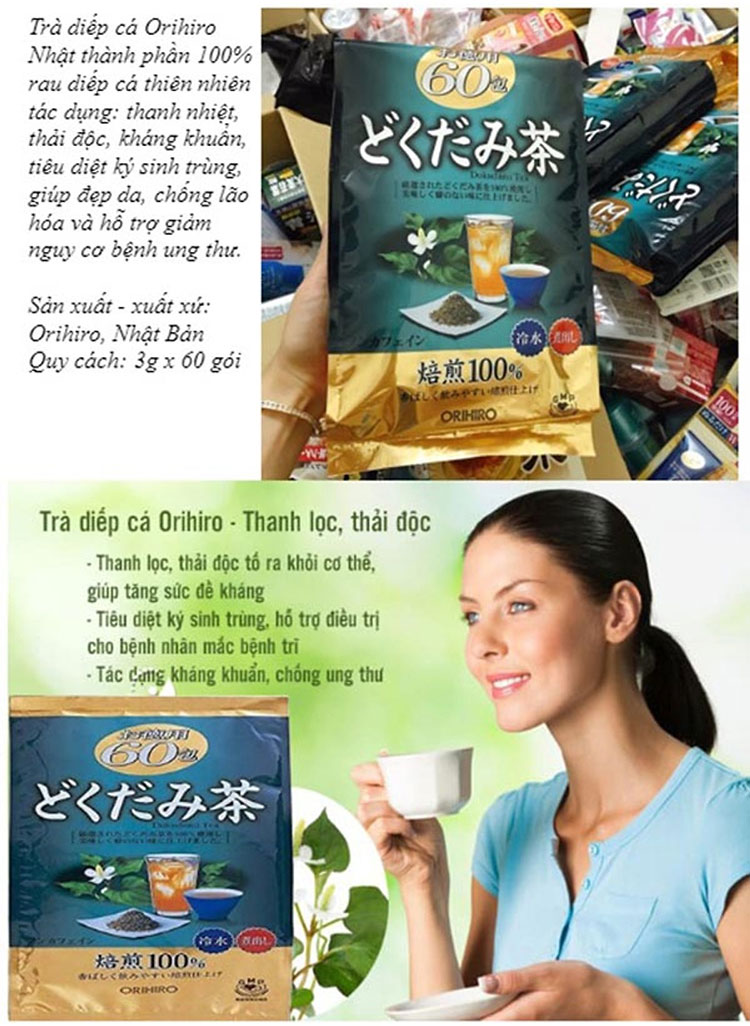 [HCM]Trà Thải Độc Diếp Cá Orihiro Dokudami Tea (gói 60 túi nhỏ)