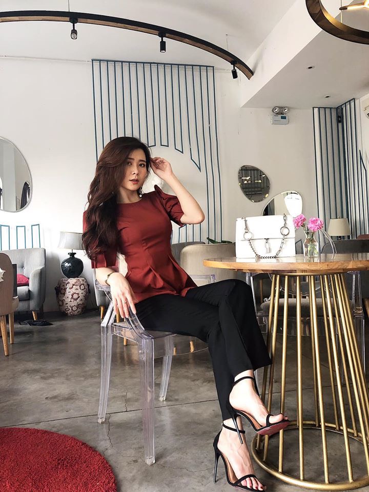 [HCM]Áo Công Sở Tay Phồng Xếp Ly Eo Peplum (Hàng Cao Cấp)