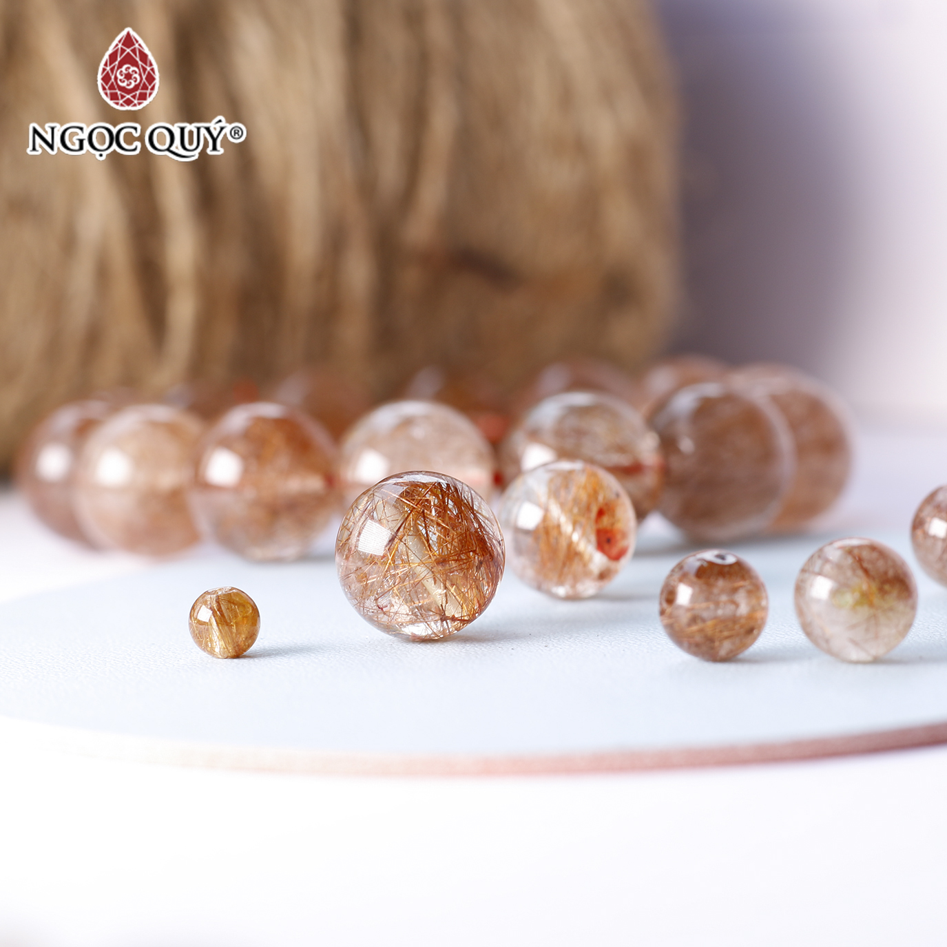 Hạt lẻ đá thạch anh tóc đỏ mệnh hỏa thổ - Ngọc Quý Gemstones