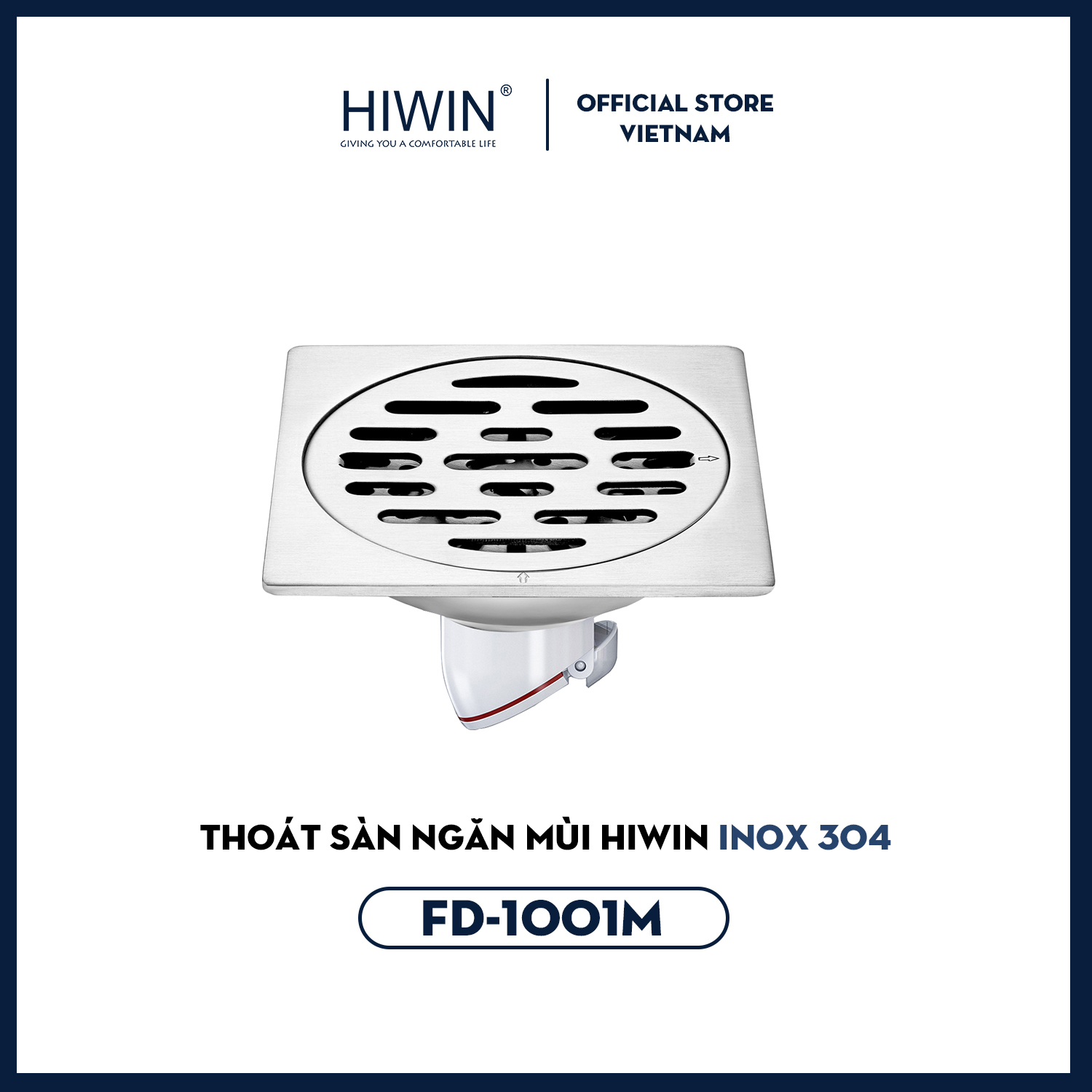 Thoát sàn ngăn mùi hôi chống trào ngược inox 304 FD-1001 HIWIN cao cấp kích thước 100*100