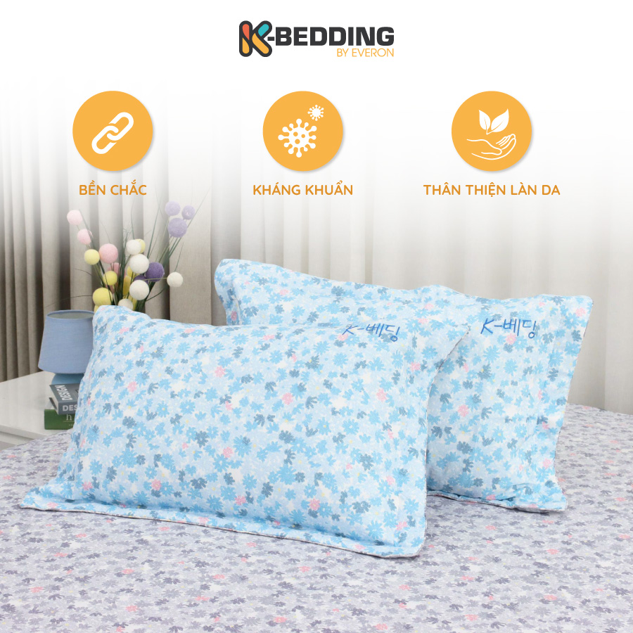 Vỏ Gối Nằm Chần Bông K-bedding By Everon Chất Vải Microtencel Hàn Quốc 45x65cm ( 1 cặp)