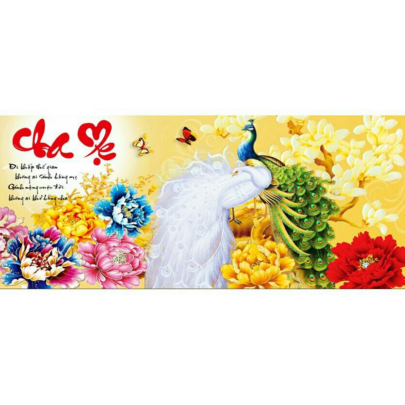 Tranh đính đá cha mẹ kích thước :120×60cm