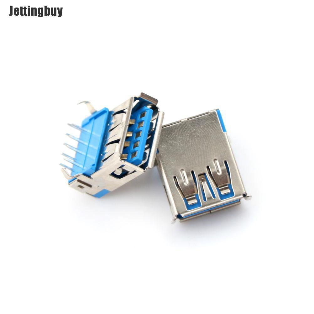 Jettingbuy New 5Pcs USB 3.0 Type A Female Right Angle 9Pin DIP Socket PCB Solder Connector