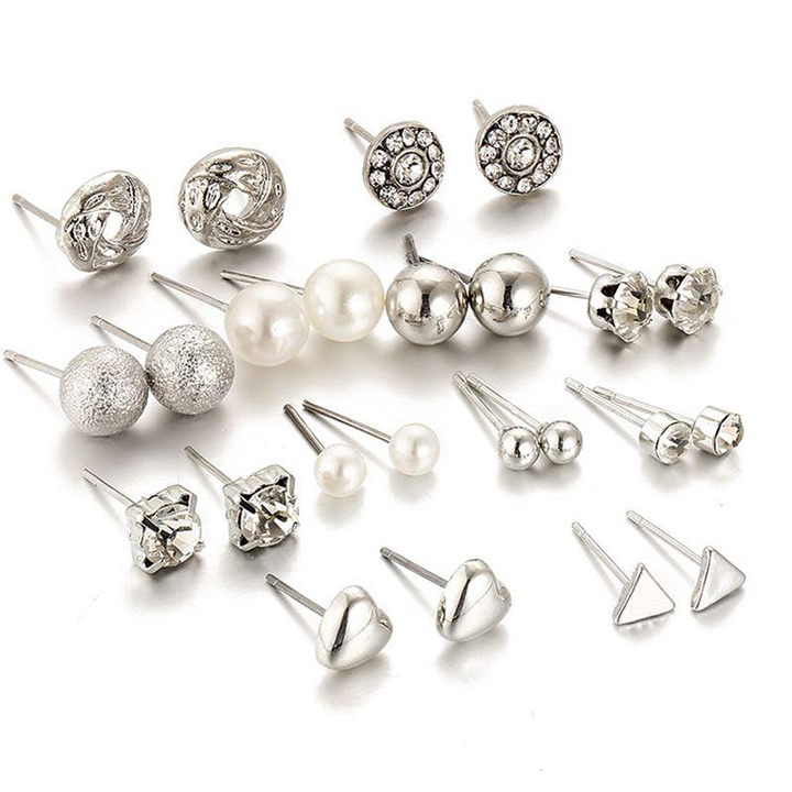 Set 12 đôi bông tai Hàn Quốc dễ thương nhiều mẫu