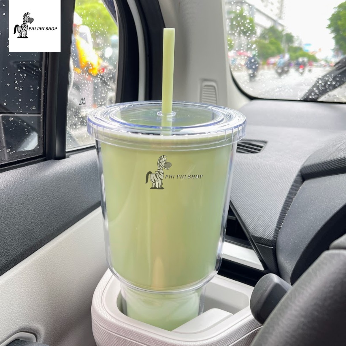 Ly nhựa 2 lớp dung tích lớn 1L Lock&Lock double wall cold cup HAP527