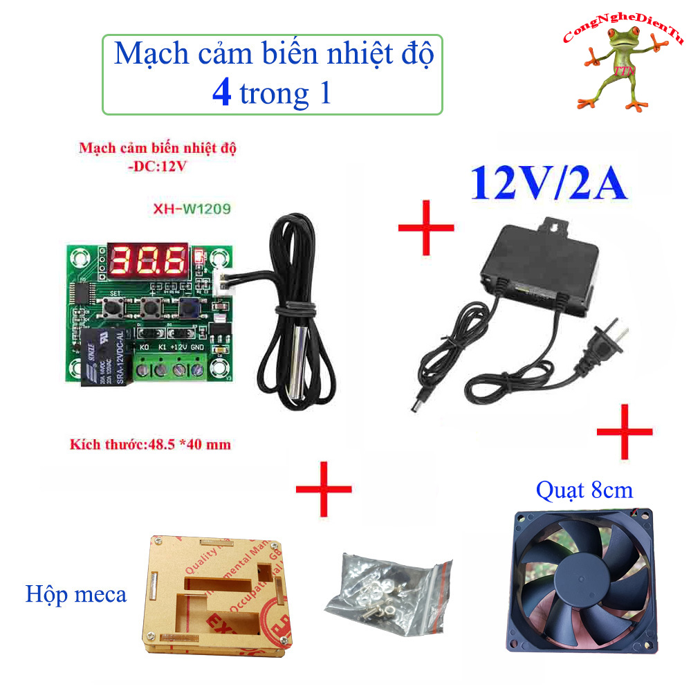 [HCM]Combo 4 món mạch nhiệt độ w1209 làm máy ấp trứng dây 50 cm