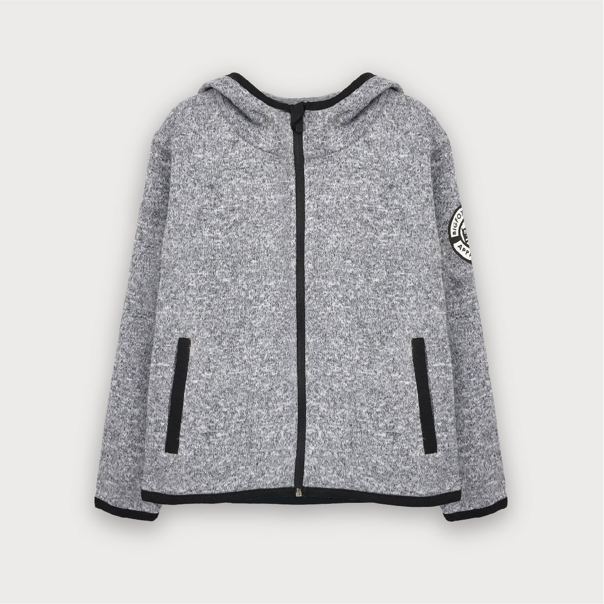Áo bé trai BIGFOX - MISS MEOW thu đông, áo len cho bé dài tay có mũ hoodie size đại in logo tay 11-40 kg
