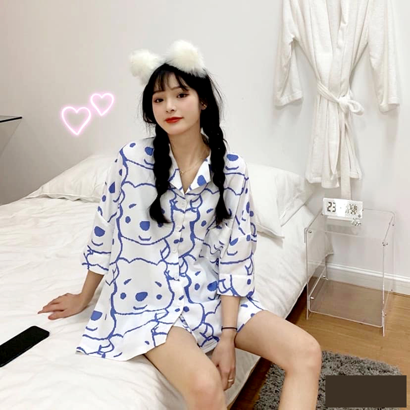 Bộ Đồ Ngủ Nữ Tay Ngắn Quần Đùi - Bộ Đồ Pijama Nữ Mặc Ở Nhà Tay