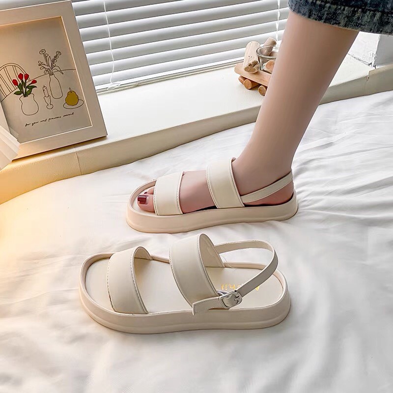 [Hoàn Tiền 15%]Sandal nữ quai hậu, sandal nữ độn đế 4cm , sandal bánh mỳ đế xuồng quai hậu siêu hot 005