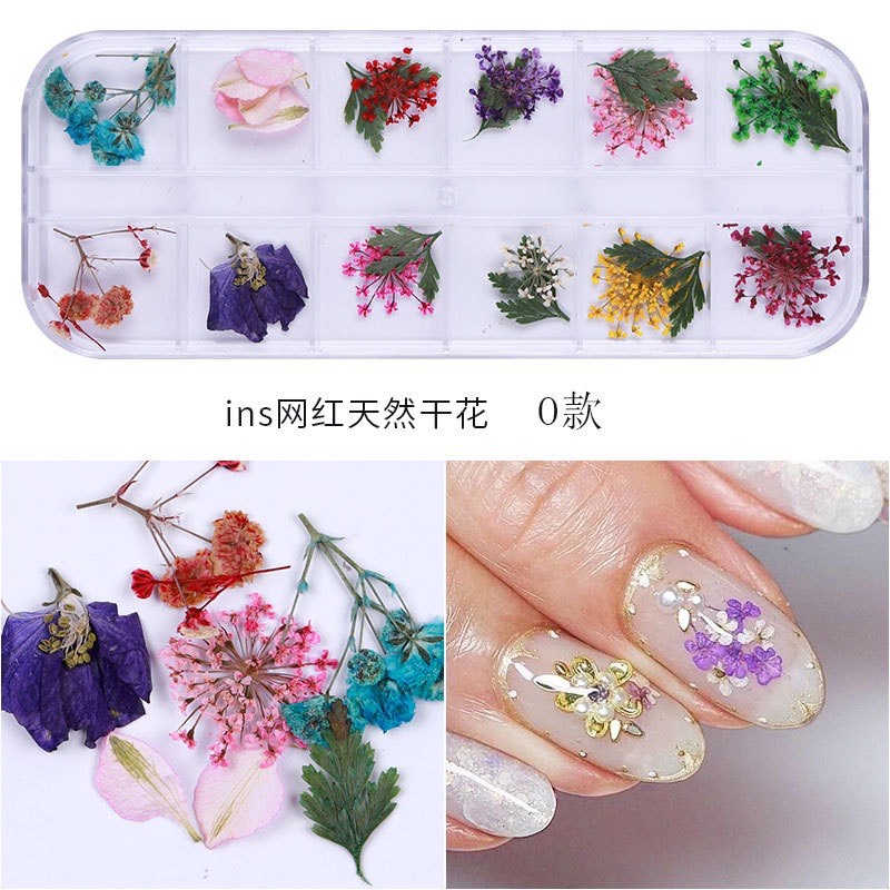 Hoa khô làm nail, dán móng tay.