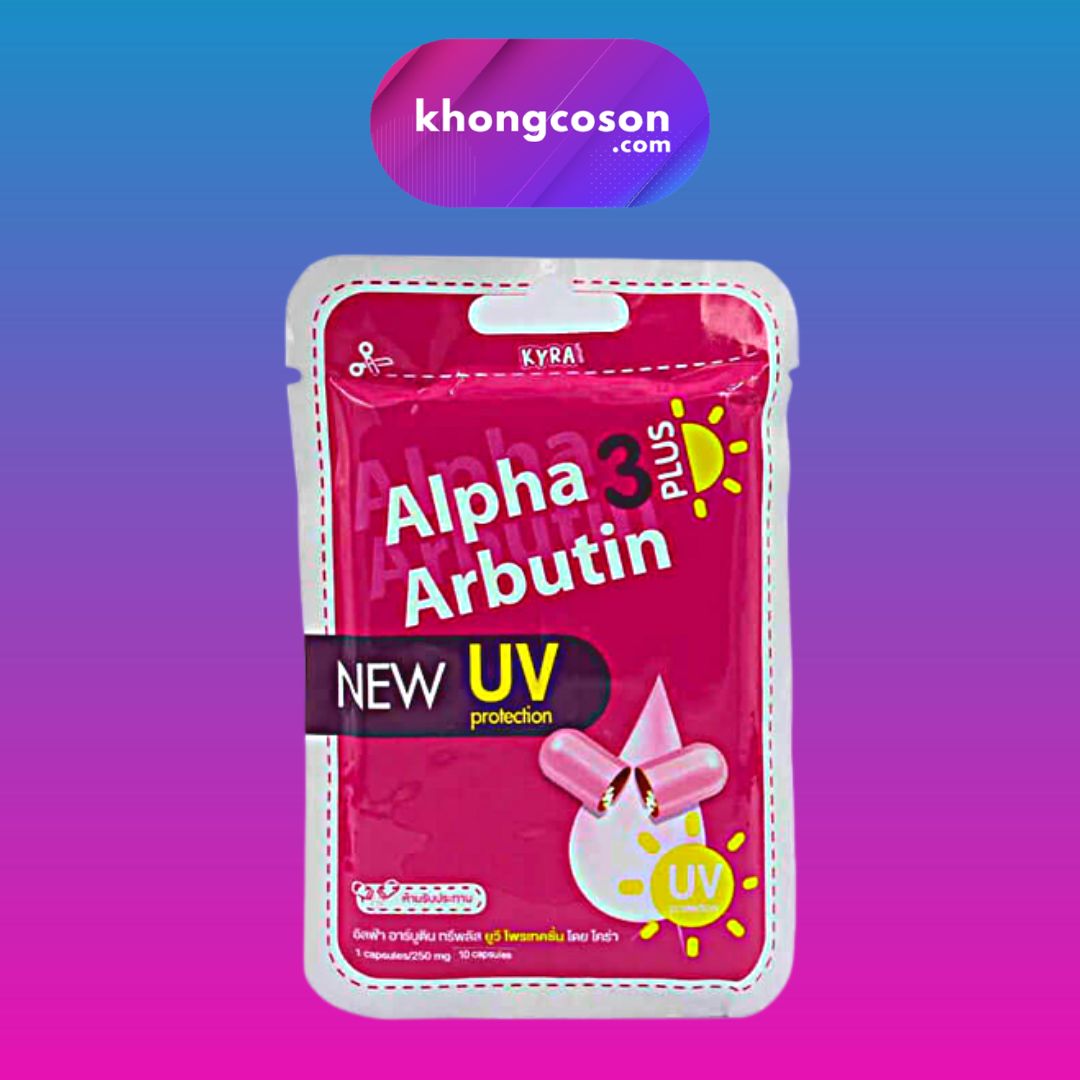 [KHÔNG UỐNG] Viên Kích Trắng Alpha Arbutin 3 Plus UV Protection Vỉ 10 Viên Dạng Bột Dưỡng Trắng Chống Tia UV - Khongcoson
