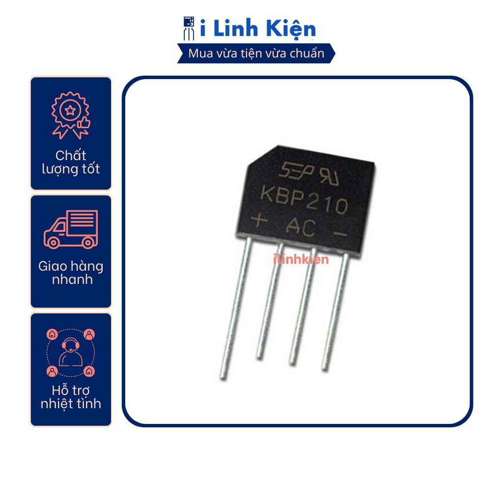 KBP210 Diode cầu 2A 1000V DIP-4