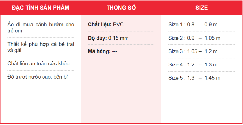 Áo Mưa Rando Bướm Trẻ Em Cao Cấp