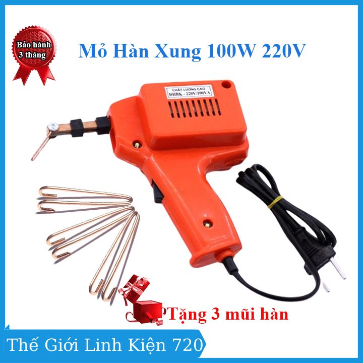 Mỏ hàn xung Bách Khoa 220V 100W 680g tặng 3 mũi hàn xung, máy hàn chì điện tử chất lượng cao bảo hành 03 tháng