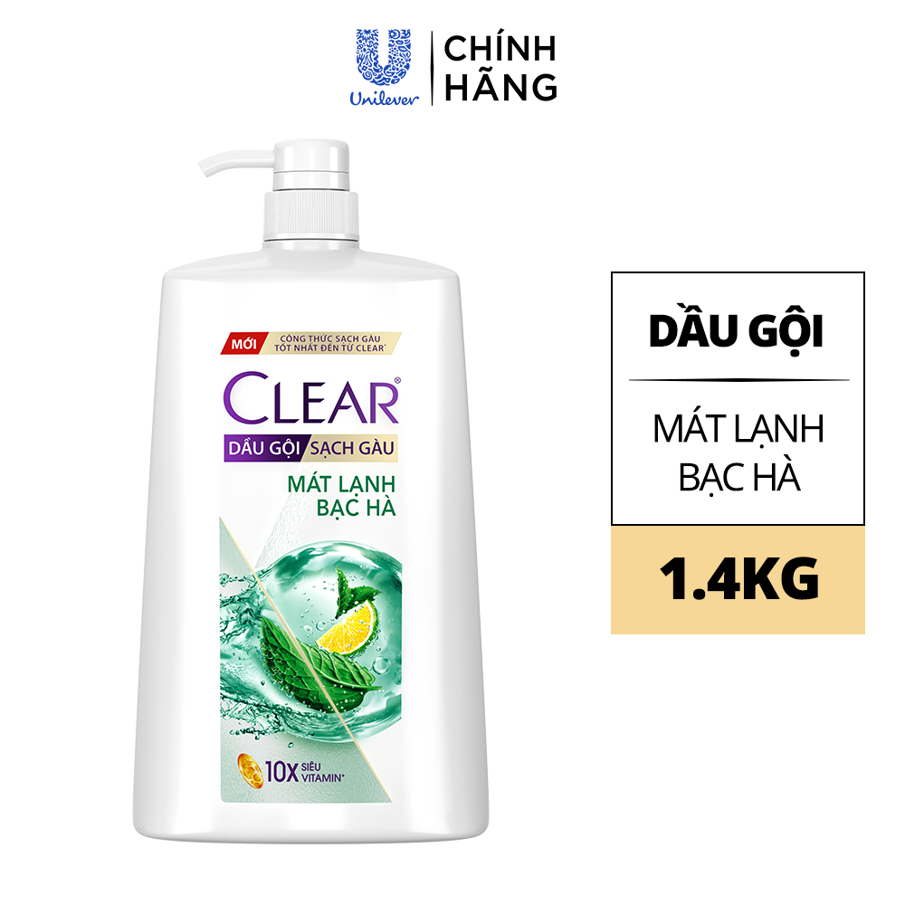 Dầu gội Clear Mát Lạnh Bạc Hà sạch gàu 1,4kg