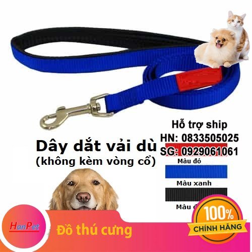 Hanpet - Dây dắt chó mèo vải dù chịu lực cho mèo và chó đến 20kg dài 1m (Chỉ dây dắt không kèm vòng cổ)