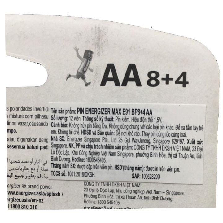 Pin AA ENERGIZER ALKALINE MAX E91 (Vỉ 12 Viên)