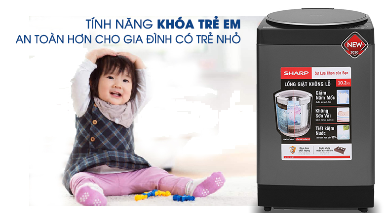 [TRẢ GÓP 0%] Máy giặt Sharp 9.5 kg ES-W95HV-S Mới 2020 (Giá áp dụng giao tại HN, HCM& các tỉnh liên hệ shop)