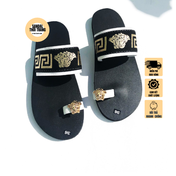Dép Sandal xỏ ngón nữ FREESHIP dép nữ giá rẻ xỏ ngón Trắng/ Đen SANDAL THỜI TRANG