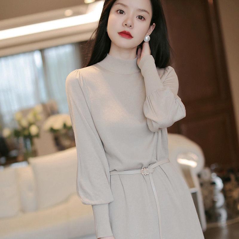Đầm len công sở thắt eo ngọt ngào al43 - hàng quảng châu cao cấp.