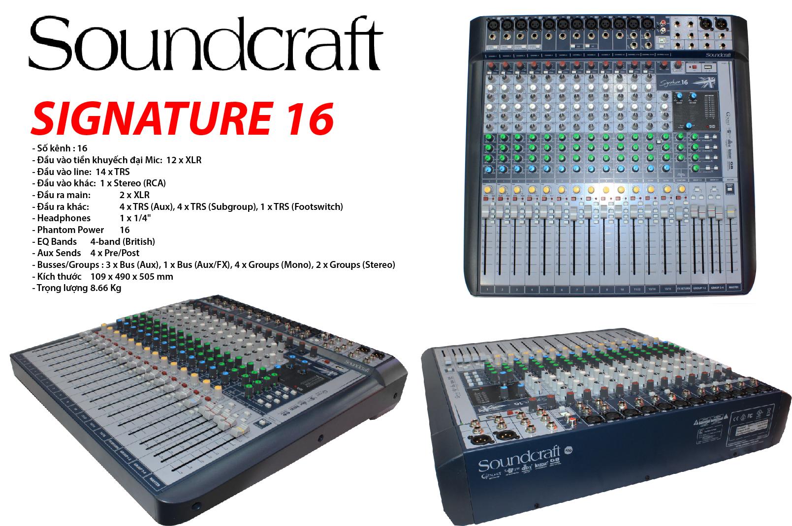 [HCM][Trả góp 0%]Mixer SoundCraft Signature 16