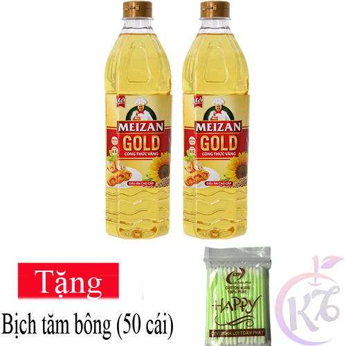 Combo 2 chai dầu ăn meizan gold chai 1 lít tặng 1 bịch tăm bông - dầu ăn cao cấp 1l date mới