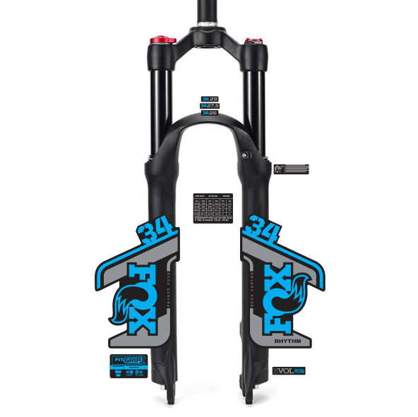 tem decal dán phuộc xe đạp địa hình Fox rhythm 34 2021 | cheetahdecals.com