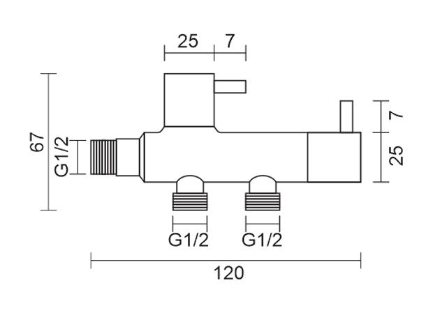Van góc 2 đầu ra Angle Valve Dual Outlet ZT972