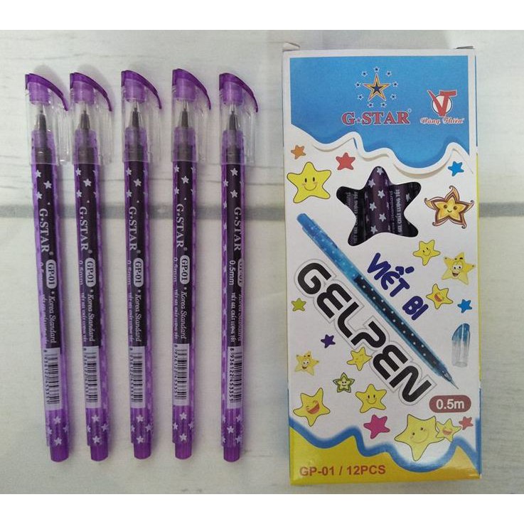 Hộp bút 12 cây - bút gel mực tím