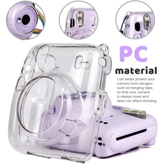 Crystal camera case protective clear case with adjustable rainbow strap for fujifilm instax mini 11 cameras accessories 3