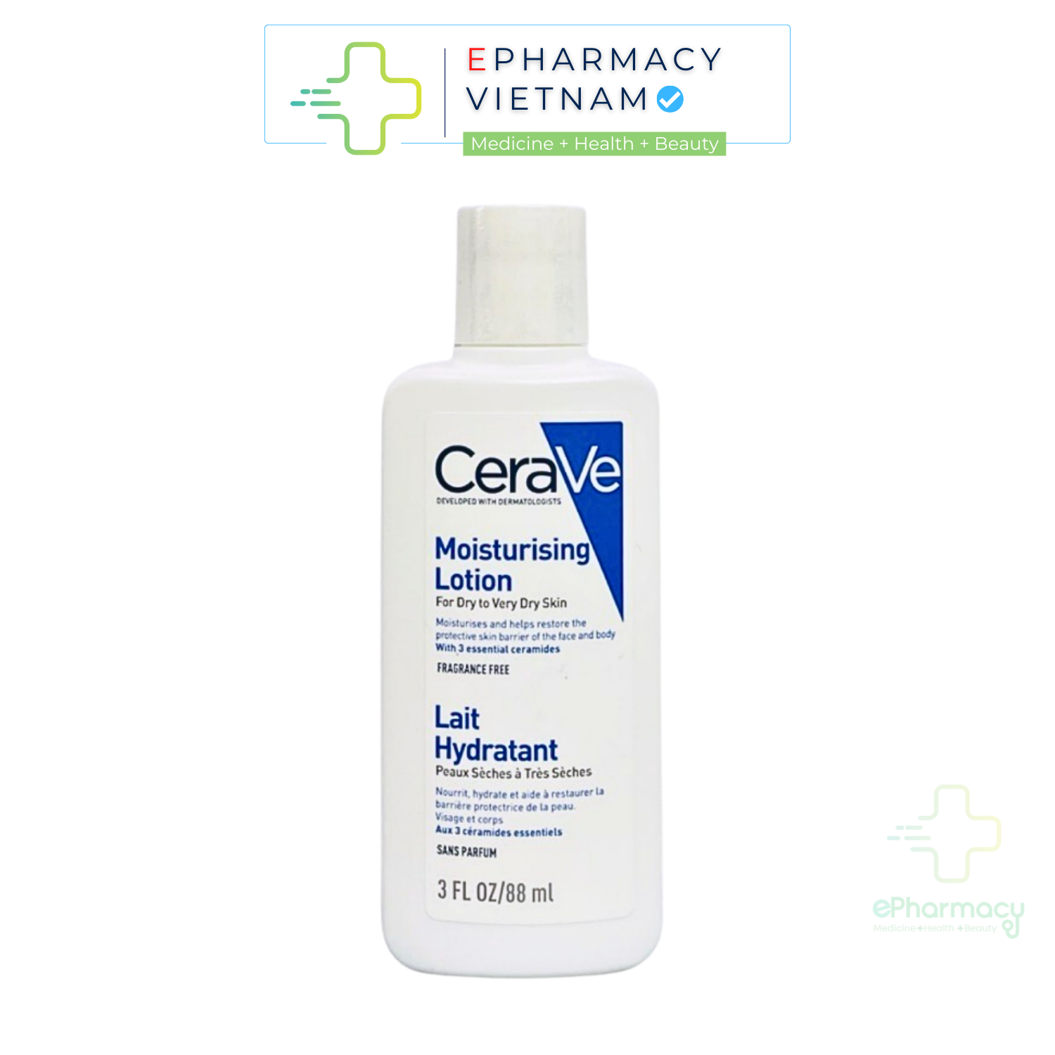 Sữa Dưỡng Ẩm Phục Hồi Da Cerave Moisturizing Lotion Lait Hydratant Pháp cho da khô, da rất khô 88ml