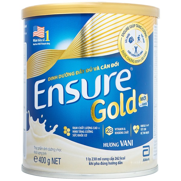 Sữa bột Ensure Gold Hương Vani Lon 380g - HSD luôn mới