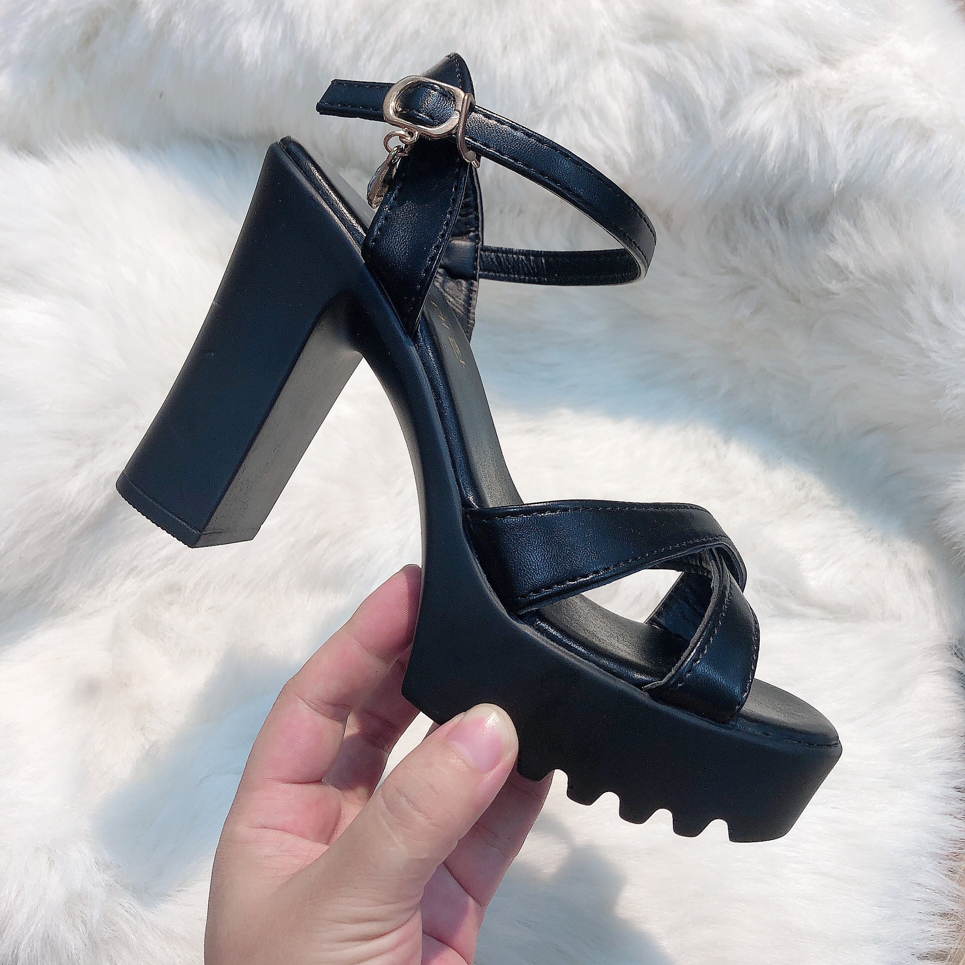 giày cao gót nữ/ sandal nữ độn đế cao 11 phân