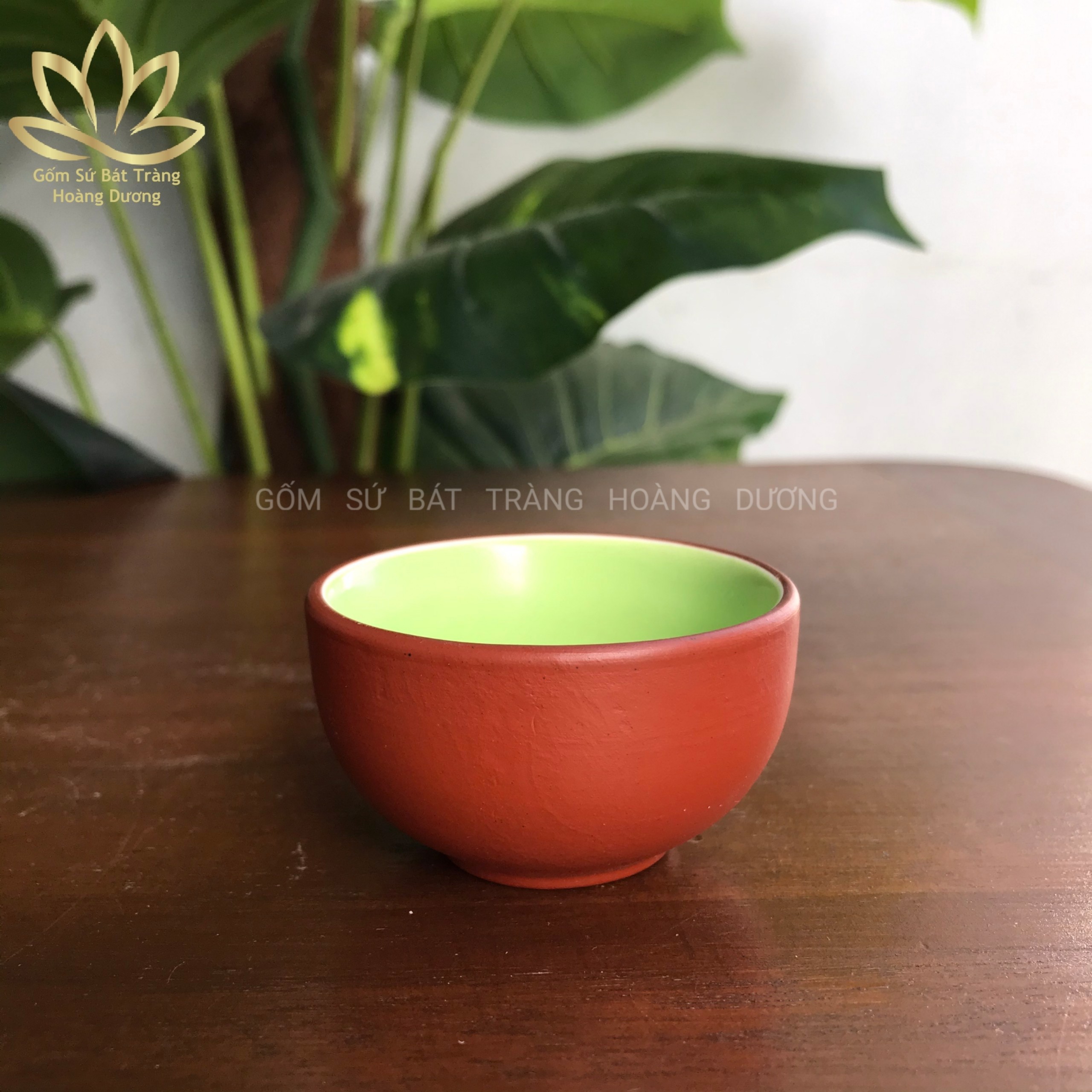 Chén uống trà Bát Tràng đất nung màu đỏ miệng chén 5.5 x cao 3.5 cm