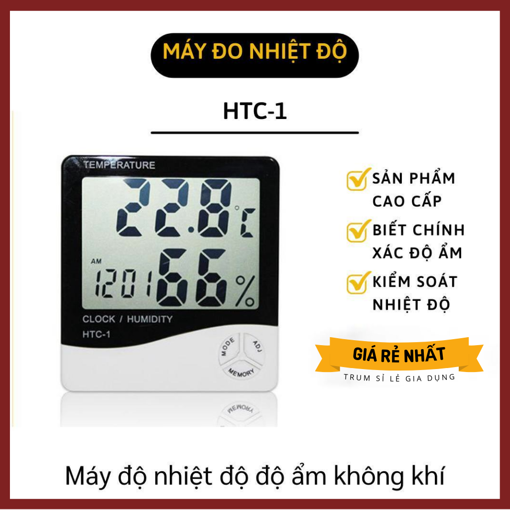 Máy đo độ ẩm và nhiệt độ không khí HTC-1, Nhiệt kế kỹ thuật số đo độ ẩm, nhiệt độ trong phòng cho bé sơ sinh
