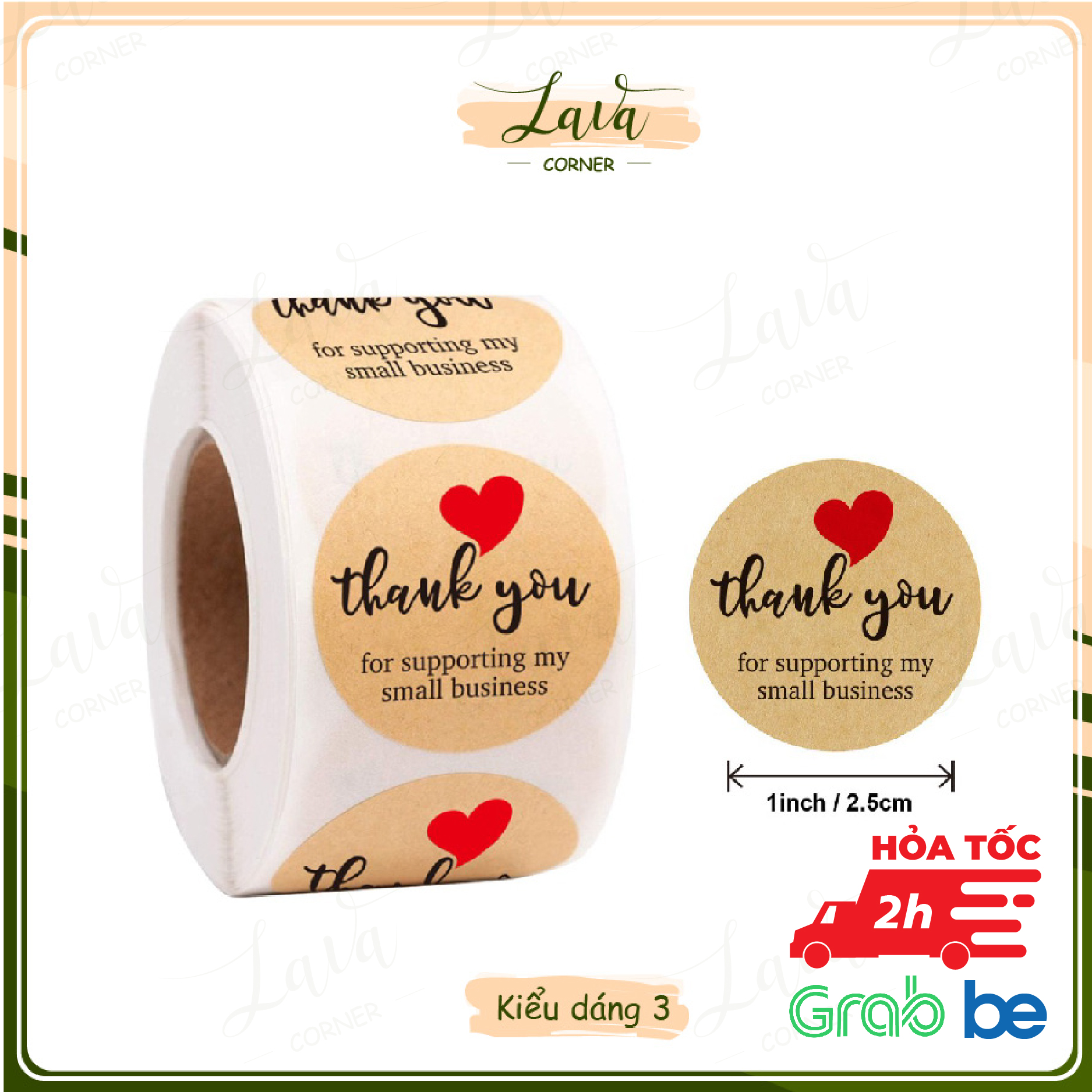 Tem Nhãn Dán Sticker, Miếng Dán Decal Thank You 500 Cái/Cuộn