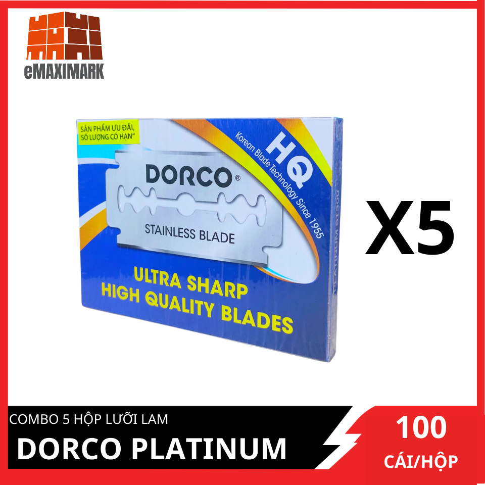 [HCM ship 2h] Combo 5 Hộp Lưỡi Lam Dorco Platinum Hộp 100 Lưỡi