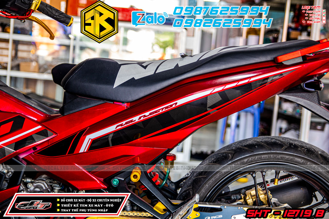 tem rời exciter 150 đỏ đen y15zr