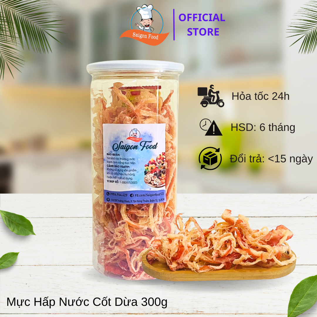 (HCM)combo 2 hũ (300gram/hũ) Mực Xé Sợi Hấp Nước cốt dừa hàng Xuất Khẩu siêu ngon